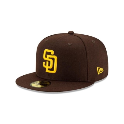 Brown San Diego Padres Hat - New Era MLB Authentic Collection 59FIFTY Fitted Caps USA4237816